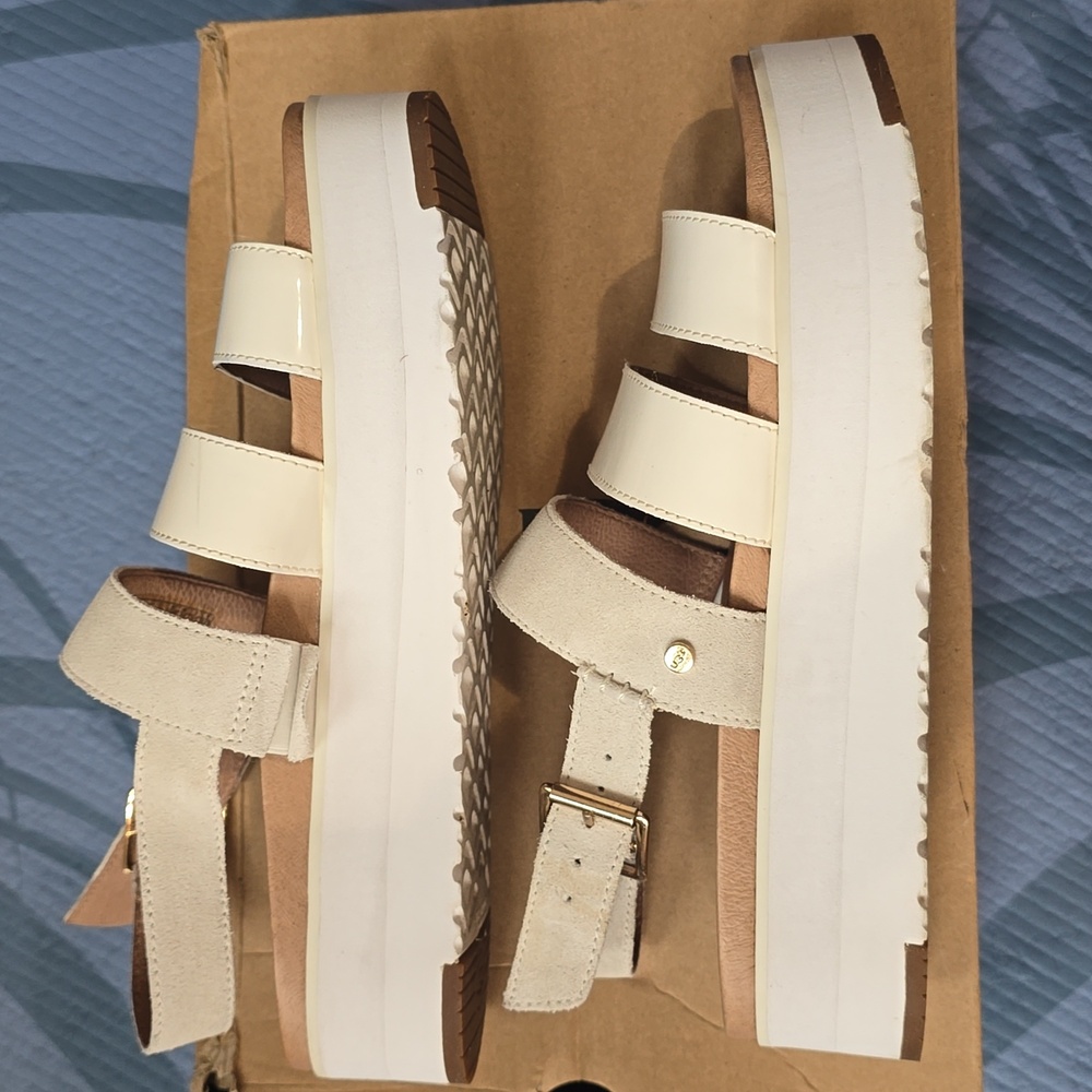 UGG Cream and Tan Sandals Minimalist Design - Picture 2 of 5